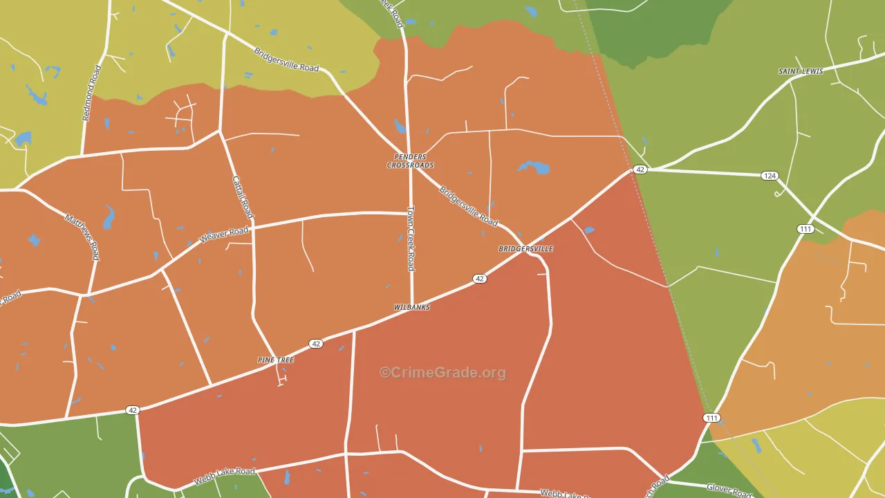 Wilbanks, NC Map of Drug-Related Crime Rates