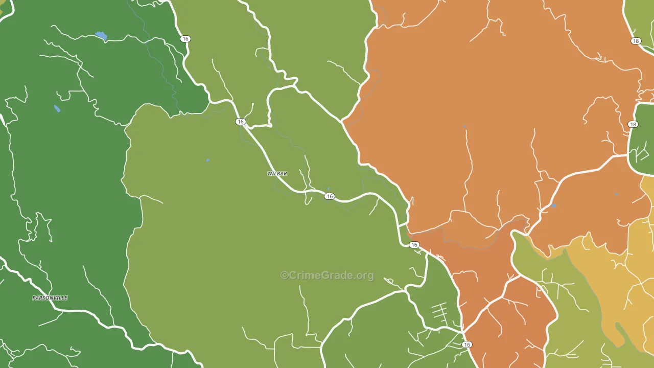 Wilbar, NC Map of Drug-Related Crime Rates