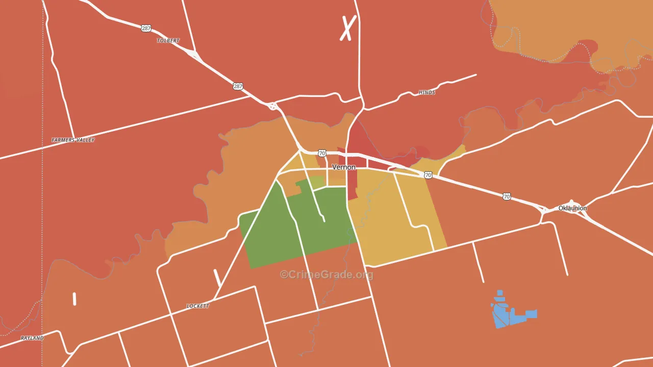 Wilbarger County, TX Map of Drug-Related Crime Rates