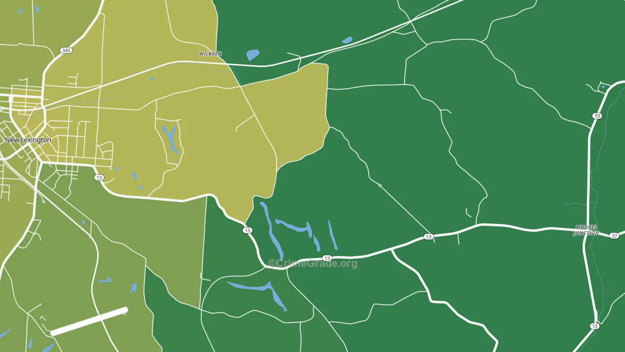 Wilbren, OH Map of Drug-Related Crime Rates