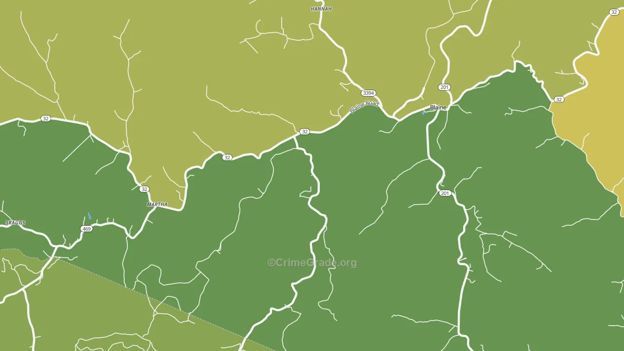 Wilbur, KY Map of Drug-Related Crime Rates
