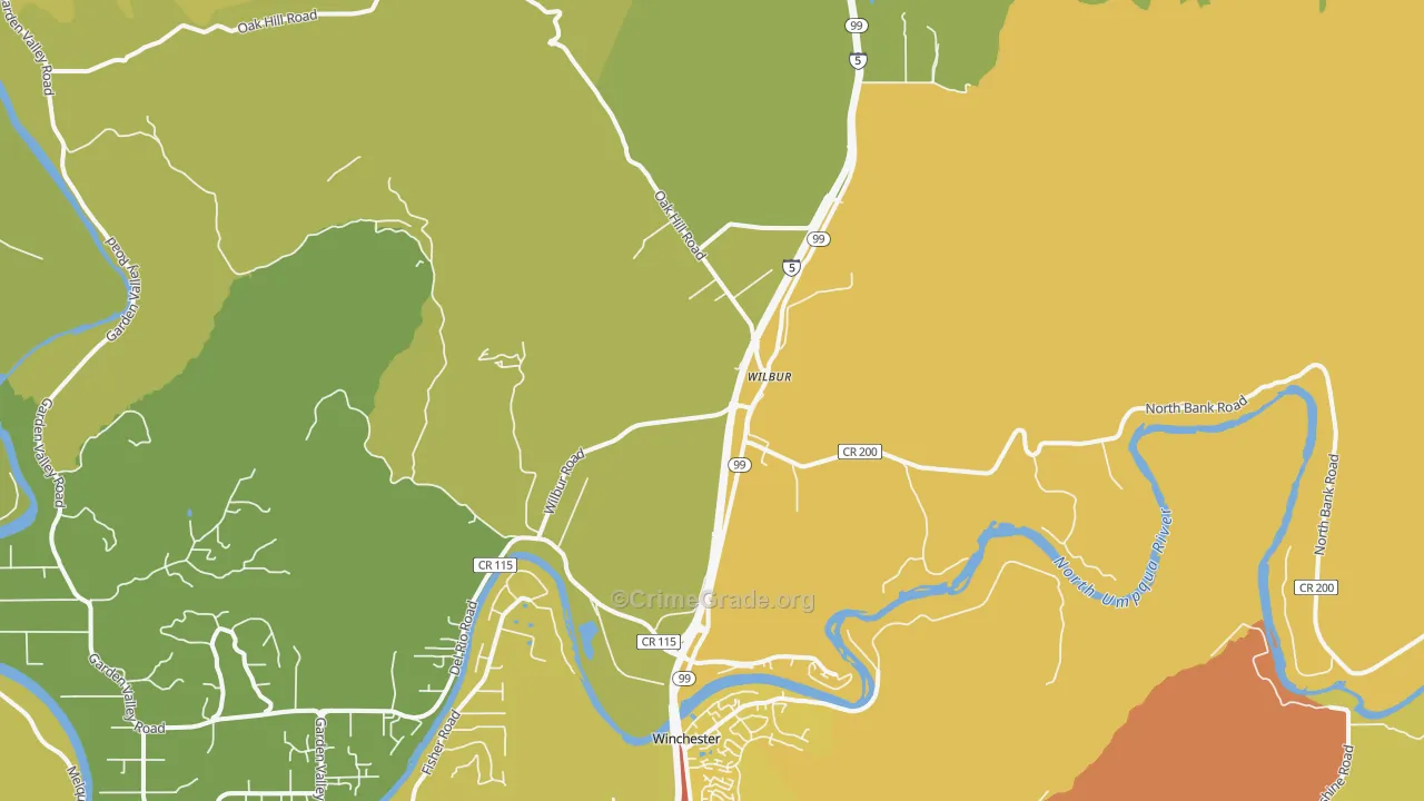 Wilbur, OR Map of Drug-Related Crime Rates