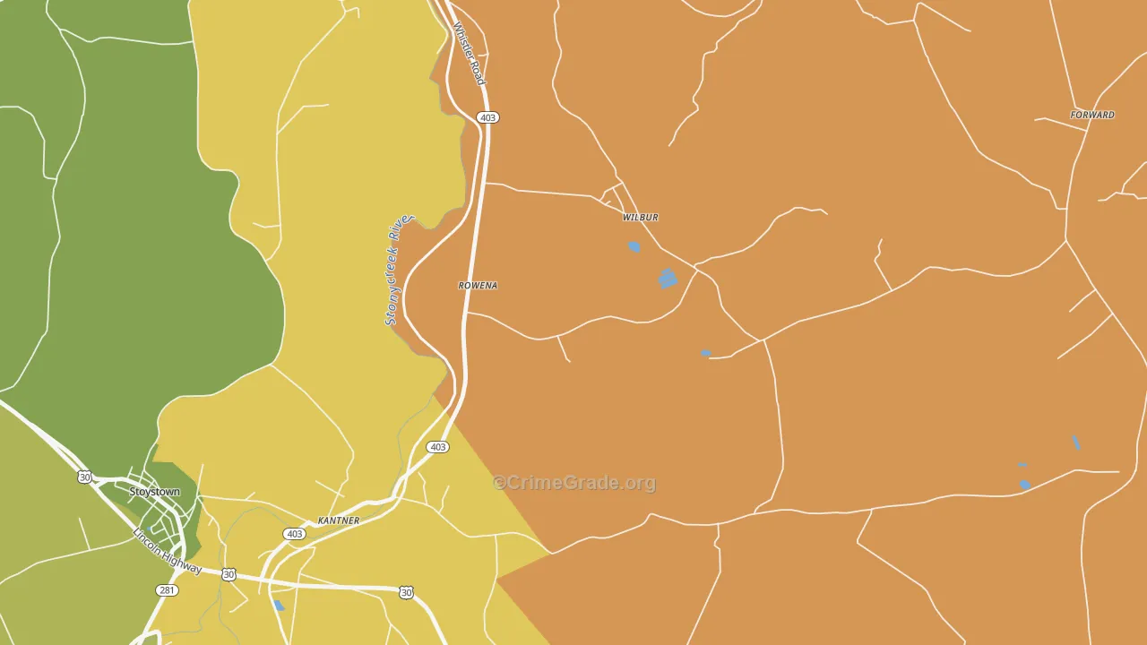 Wilbur, PA Map of Drug-Related Crime Rates