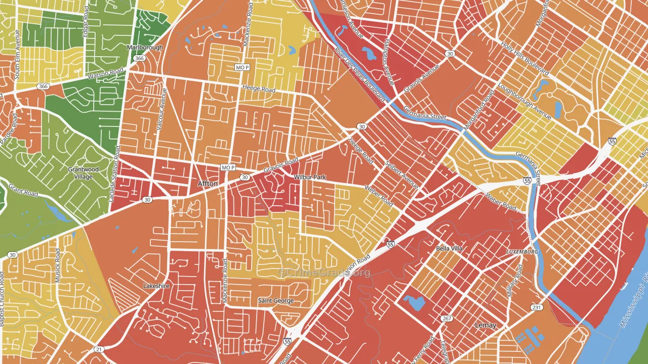 Wilbur Park, MO Map of Drug-Related Crime Rates