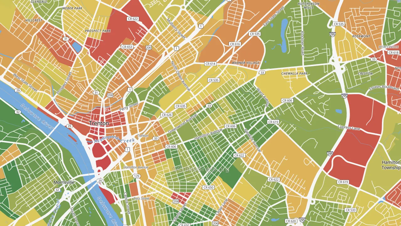 Wilbur, Trenton, NJ Map of Drug-Related Crime Rates