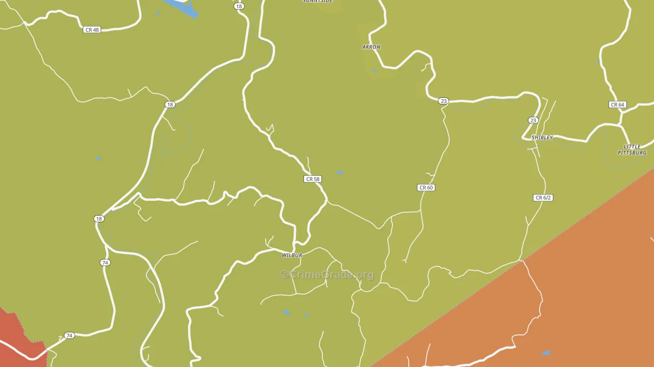 Wilbur, WV Map of Drug-Related Crime Rates