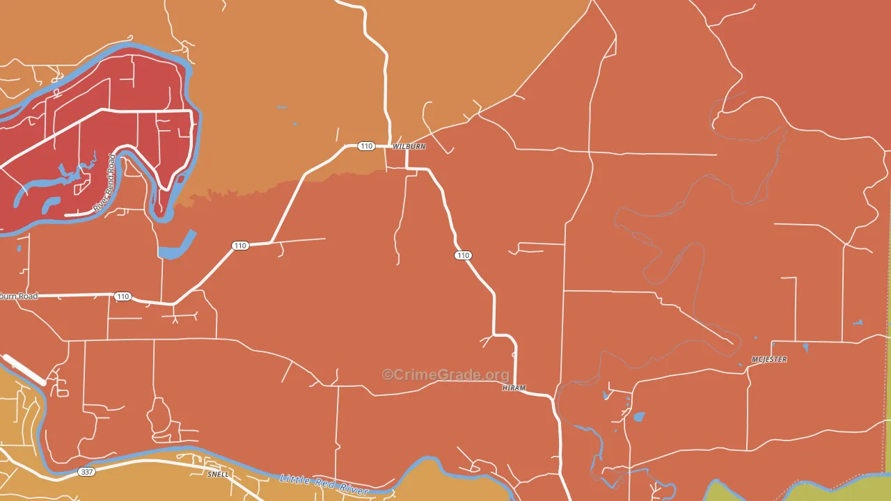 Wilburn, AR Map of Drug-Related Crime Rates