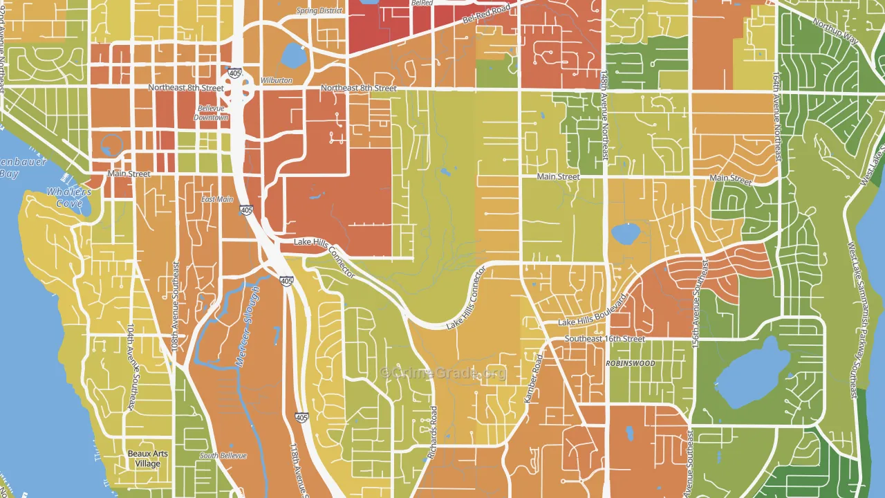 Wilburton, Bellevue, WA Map of Drug-Related Crime Rates
