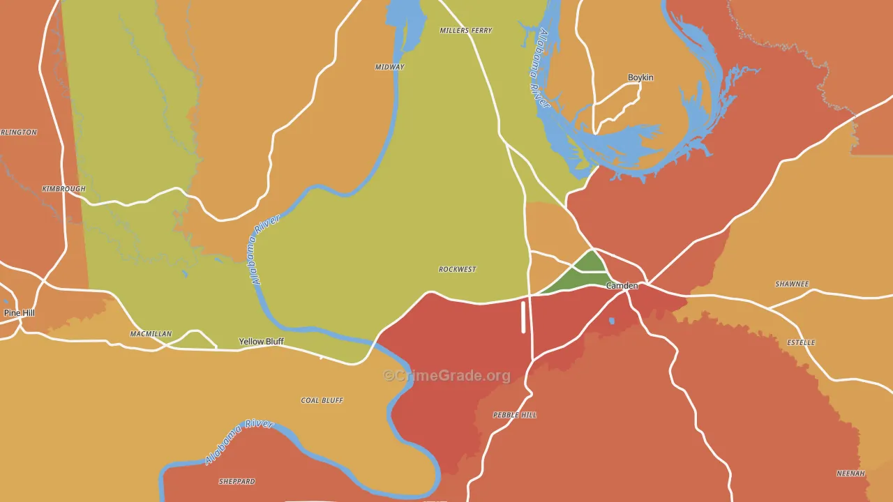 Wilcox County, AL Map of Drug-Related Crime Rates