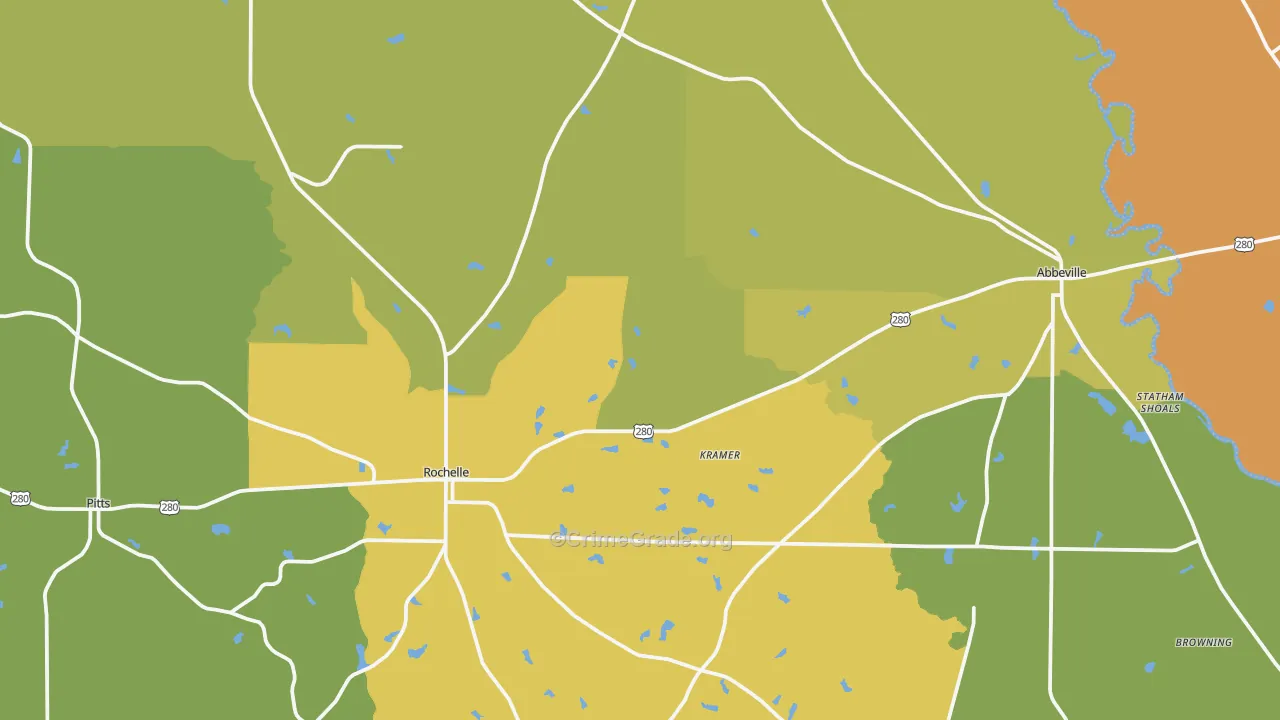 Wilcox County, GA Map of Drug-Related Crime Rates