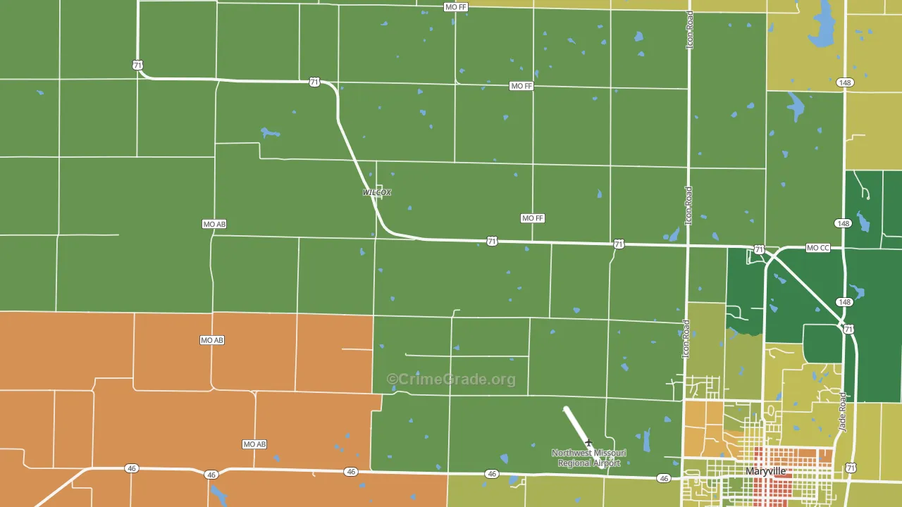 Wilcox, MO Map of Drug-Related Crime Rates