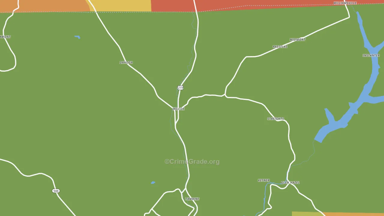 Wilcox, PA Map of Drug-Related Crime Rates