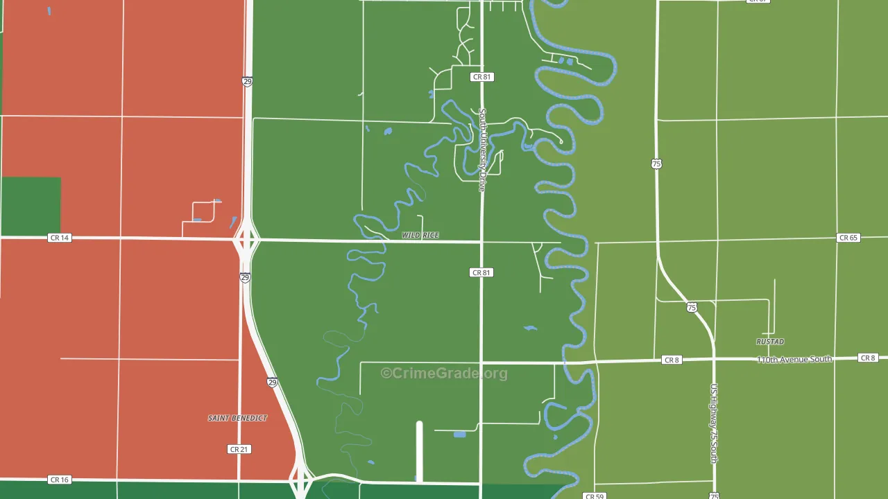 Wild Rice, ND Map of Drug-Related Crime Rates
