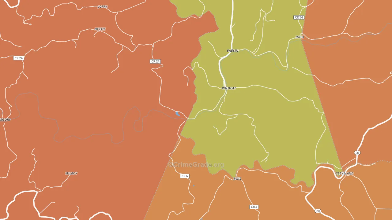 Wildcat, WV Map of Drug-Related Crime Rates