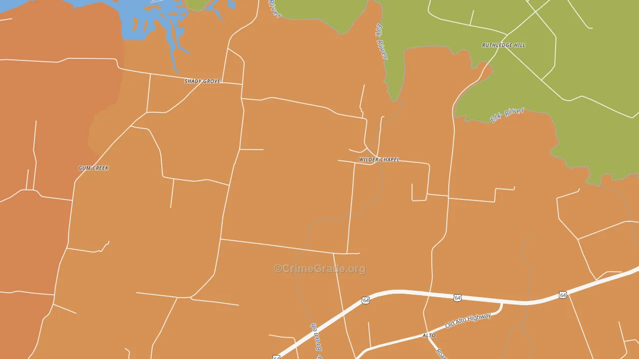 Wilder Chapel, TN Map of Drug-Related Crime Rates