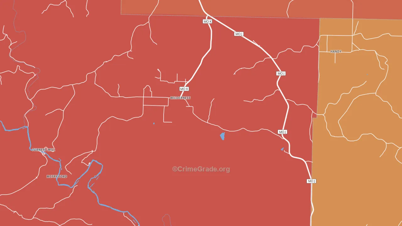 Wilderness, MO Map of Drug-Related Crime Rates