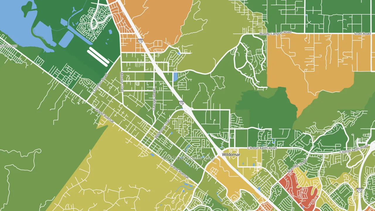 Wildomar, CA Map of Drug-Related Crime Rates