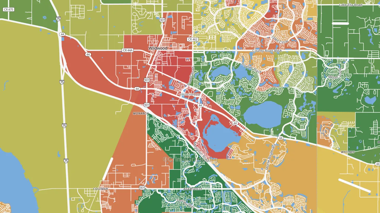 Wildwood, FL Map of Drug-Related Crime Rates