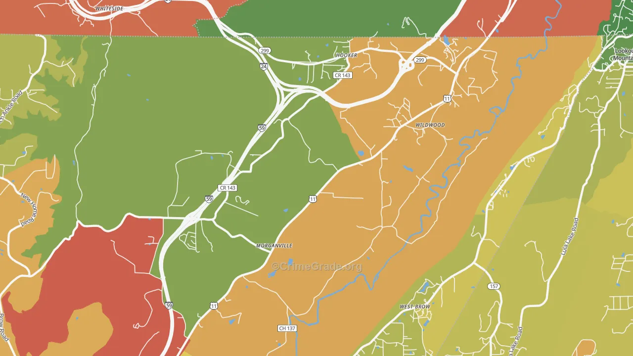Wildwood, GA Map of Drug-Related Crime Rates