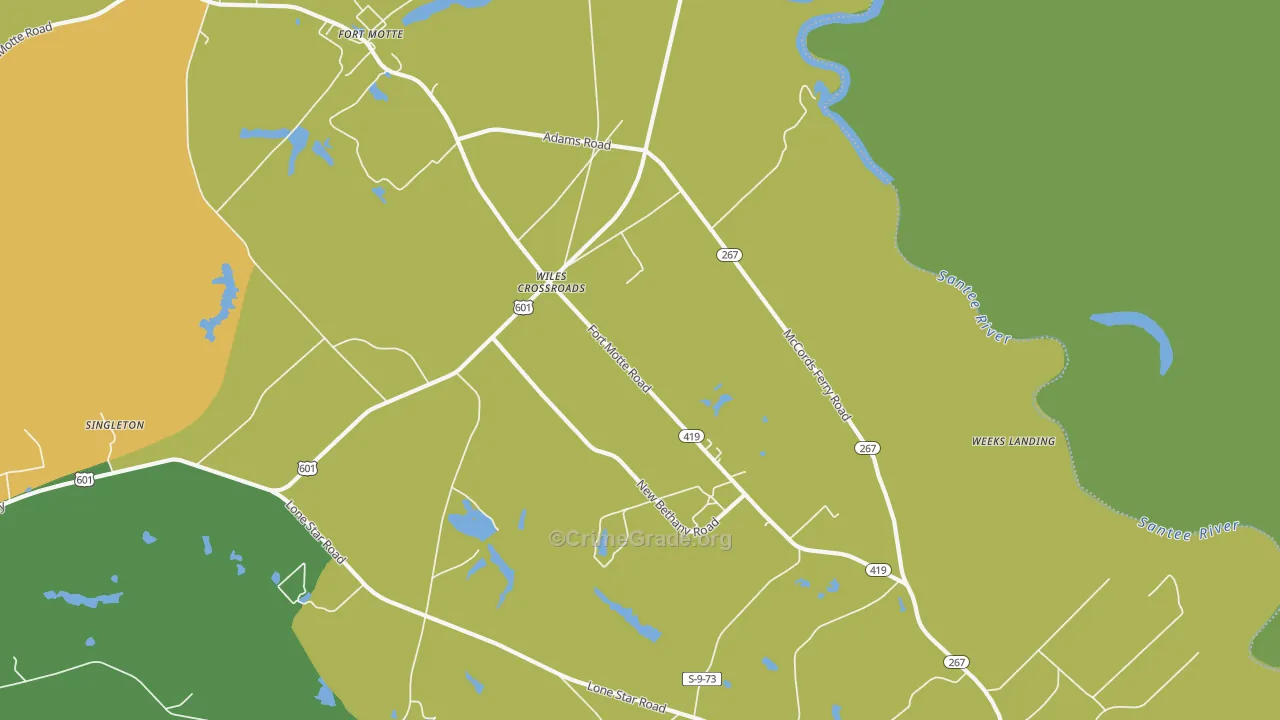Wiles Crossroads, SC Map of Drug-Related Crime Rates