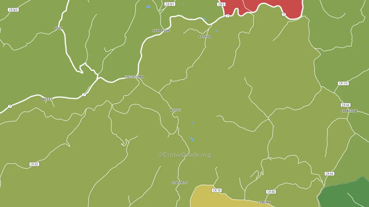 Wileyville, WV Map of Drug-Related Crime Rates