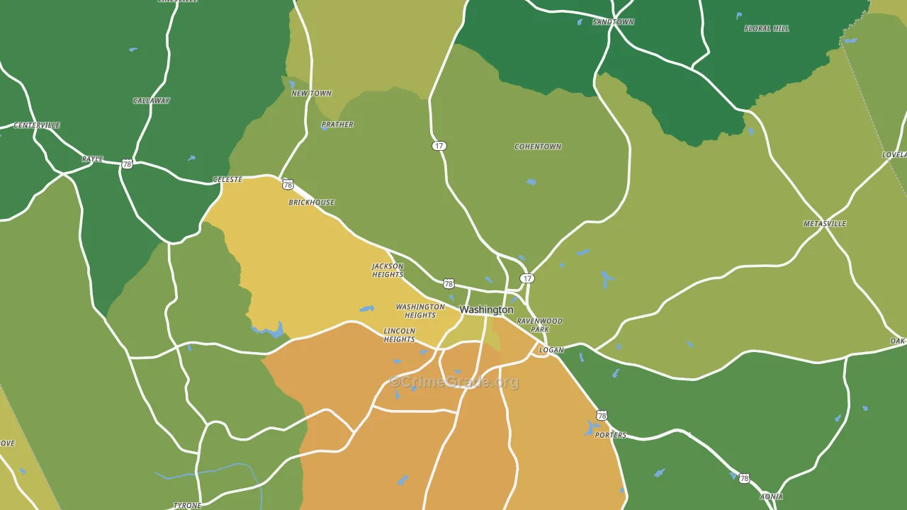 Wilkes County, GA Map of Drug-Related Crime Rates