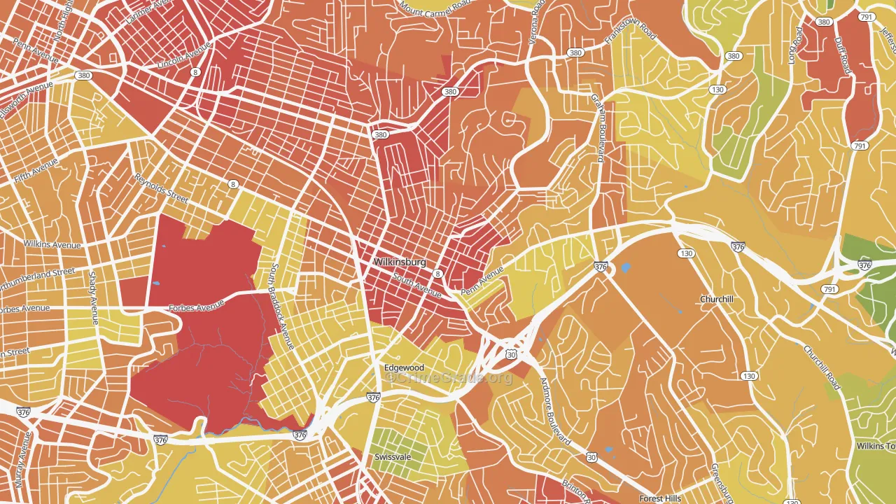 Wilkinsburg, PA Map of Drug-Related Crime Rates