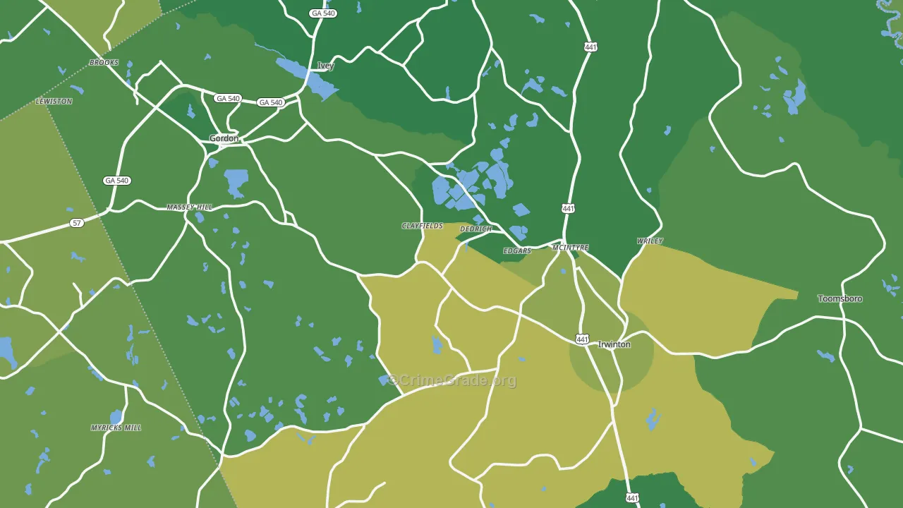 Wilkinson County, GA Map of Drug-Related Crime Rates