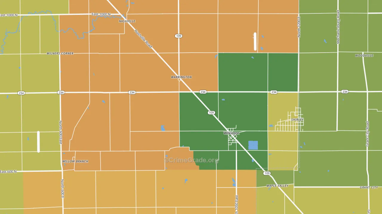 Wilkinson, IN Map of Drug-Related Crime Rates