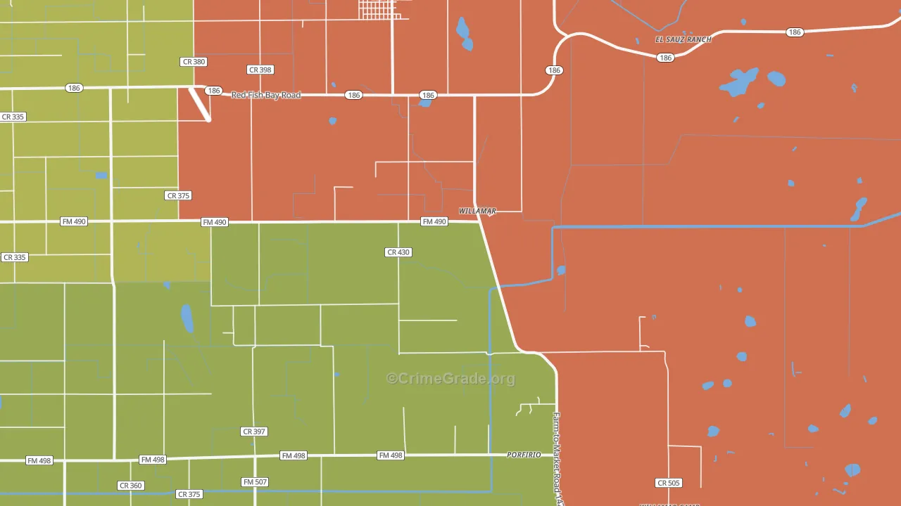Willamar, TX Map of Drug-Related Crime Rates
