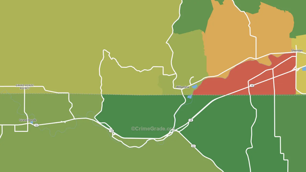 Willamina, OR Map of Drug-Related Crime Rates