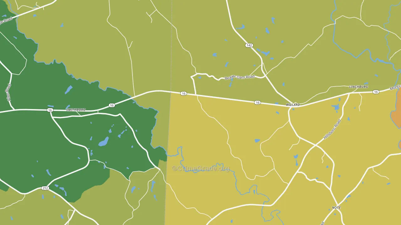 Willard, GA Map of Drug-Related Crime Rates