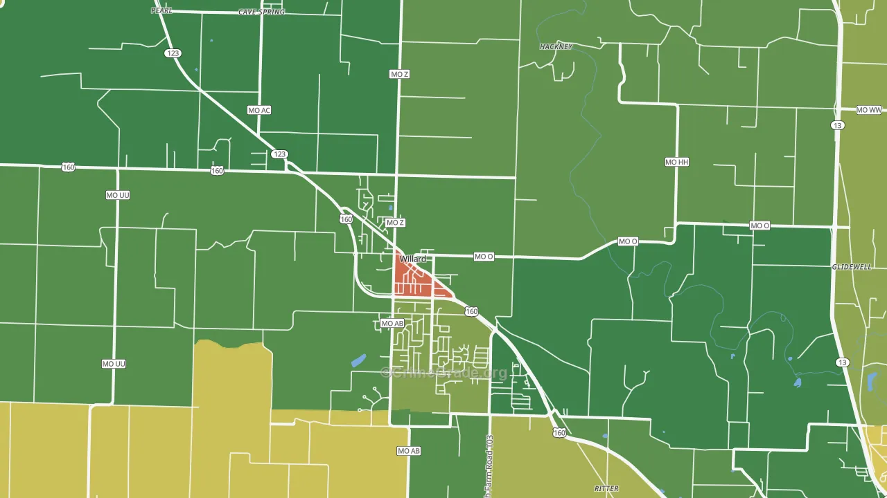 Willard, MO Map of Drug-Related Crime Rates