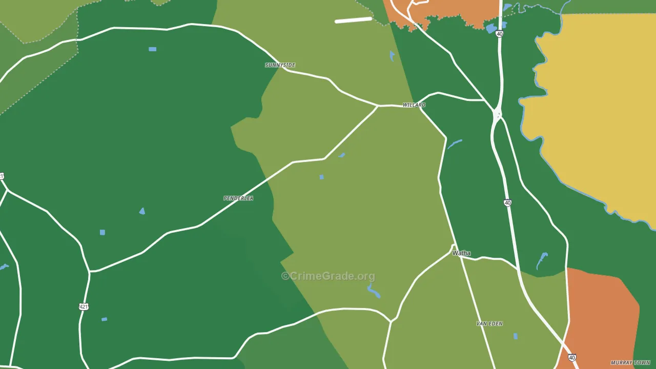 Willard, NC Map of Drug-Related Crime Rates