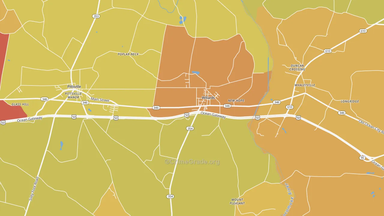 Willards, MD Map of Drug-Related Crime Rates