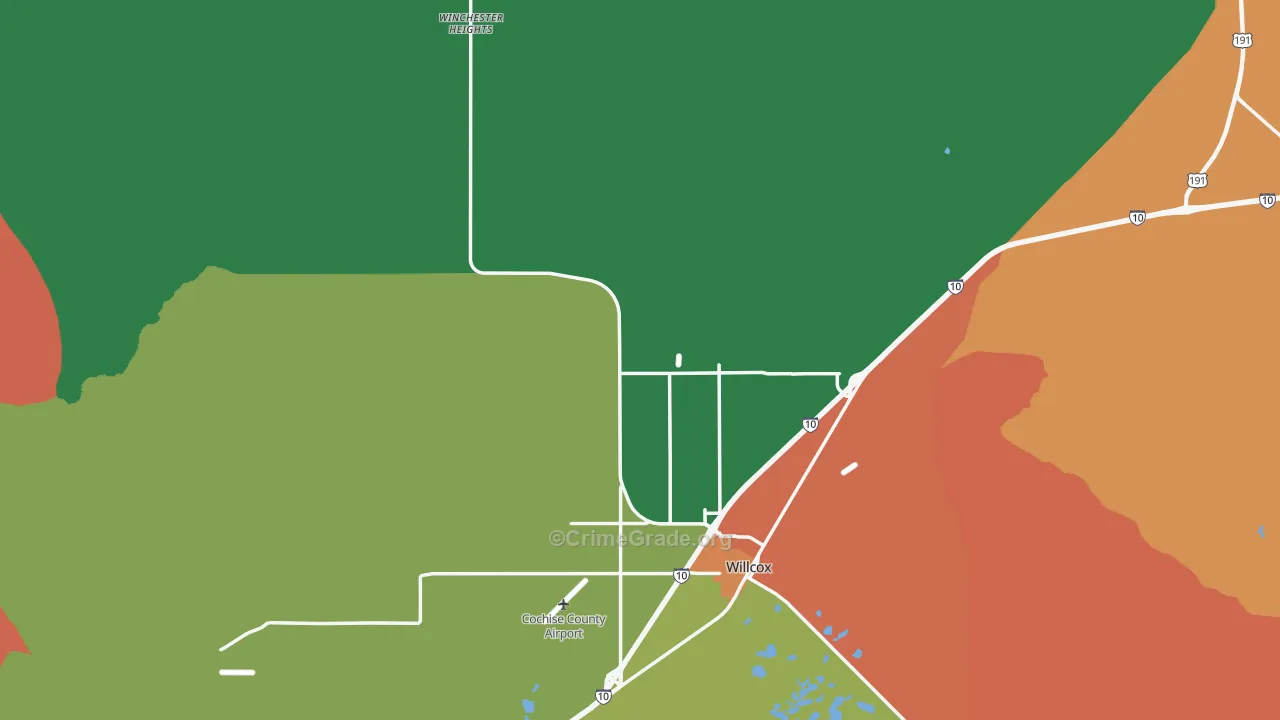 Willcox, AZ Map of Drug-Related Crime Rates