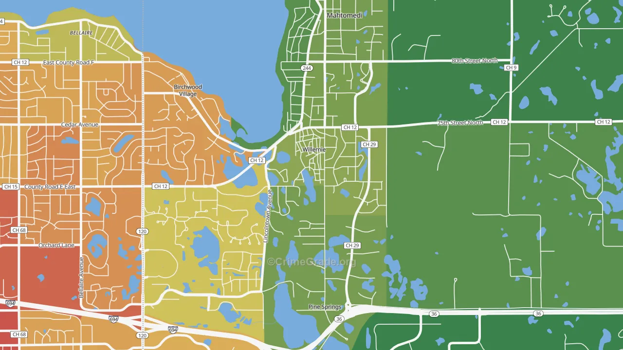 Willernie, MN Map of Drug-Related Crime Rates