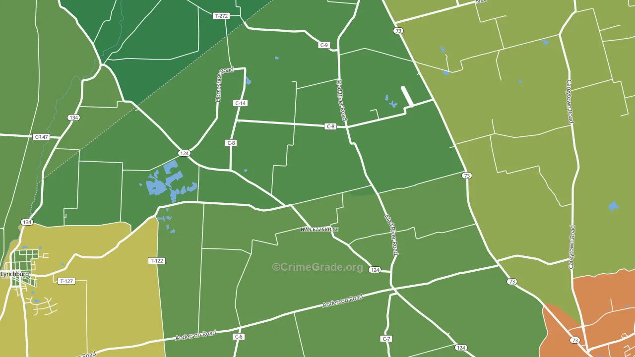 Willettsville, OH Map of Drug-Related Crime Rates