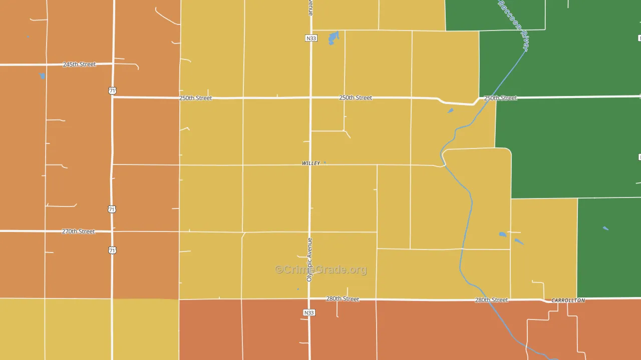 Willey, IA Map of Drug-Related Crime Rates