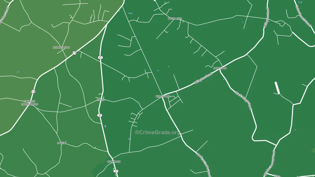 Willeyton, NC Map of Drug-Related Crime Rates