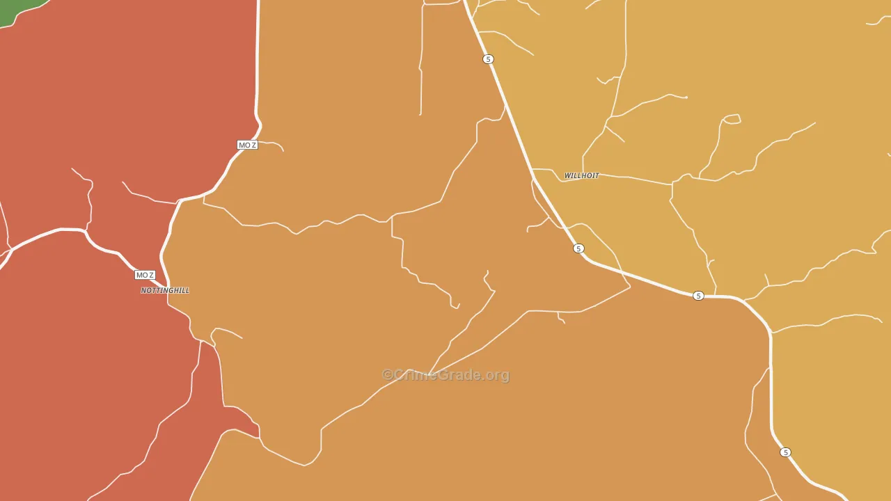 Willhoit, MO Map of Drug-Related Crime Rates