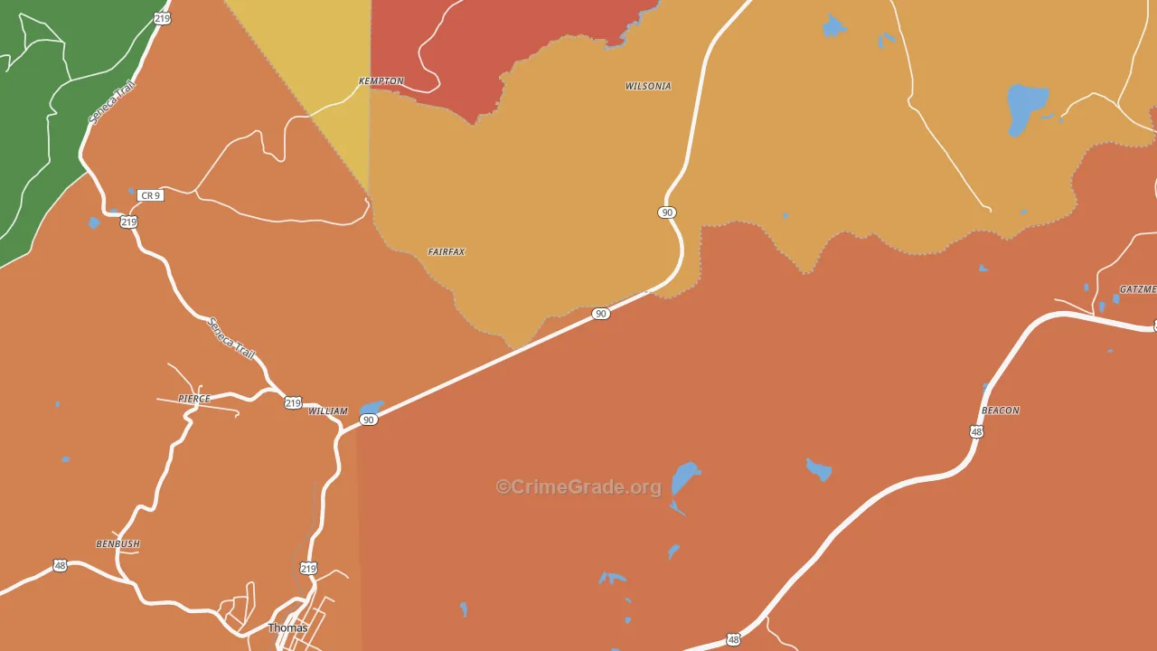 William, WV Map of Drug-Related Crime Rates