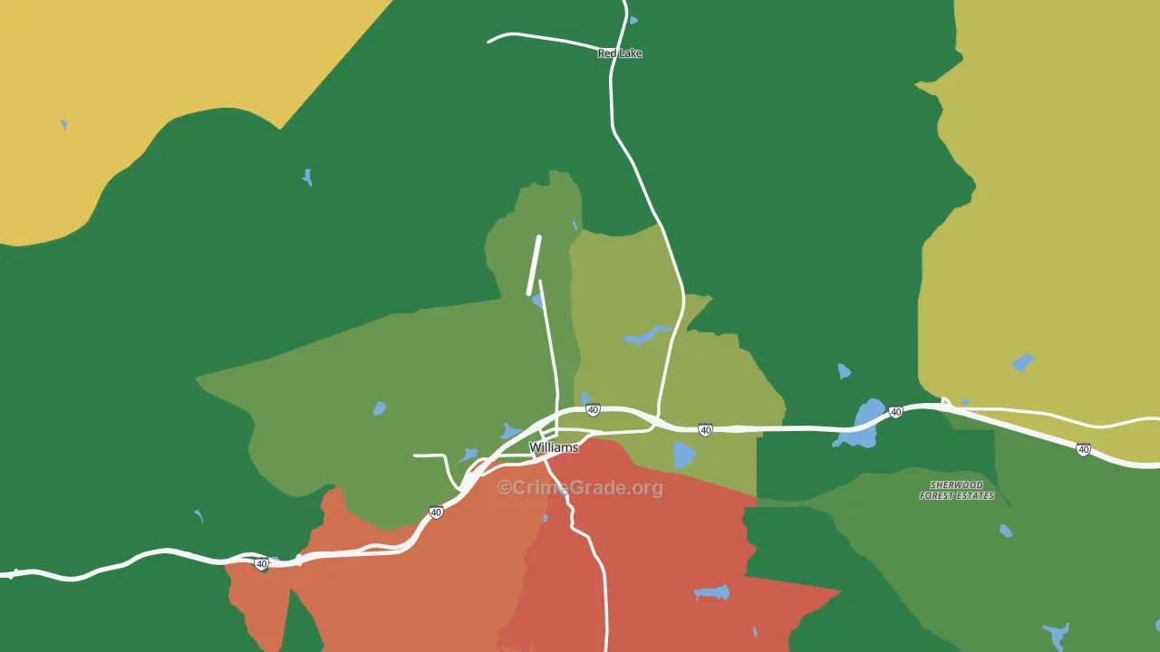 Williams, AZ Map of Drug-Related Crime Rates