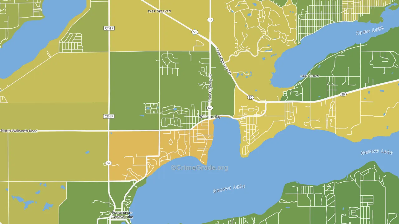 Williams Bay, WI Map of Drug-Related Crime Rates