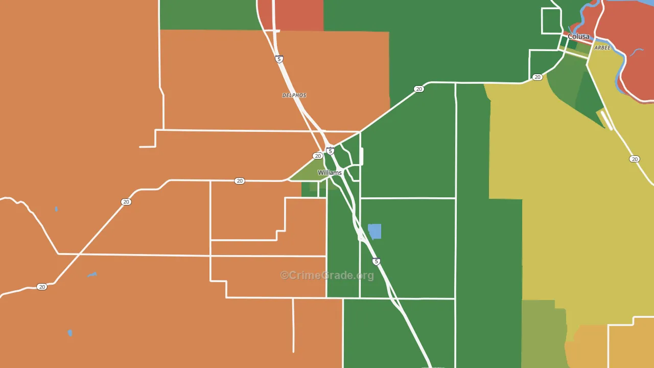 Williams, CA Map of Drug-Related Crime Rates