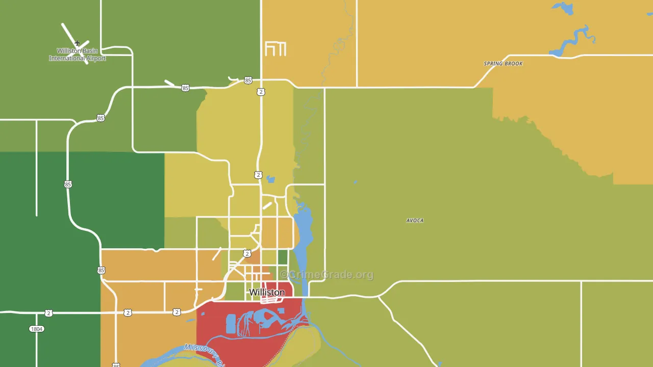 Williams County, ND Map of Drug-Related Crime Rates