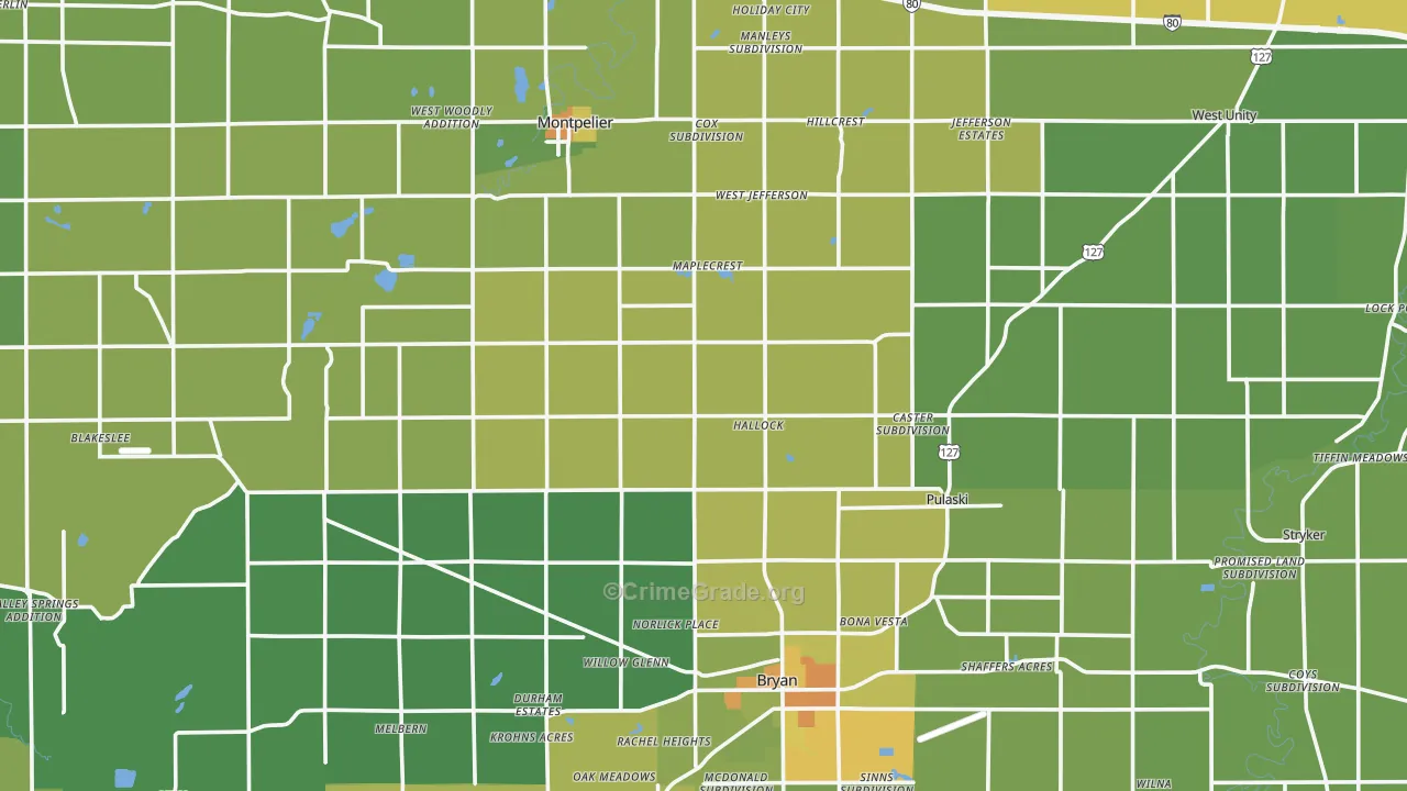 Williams County, OH Map of Drug-Related Crime Rates