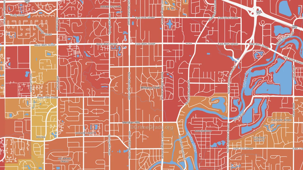 Williams Creek, IN Map of Drug-Related Crime Rates