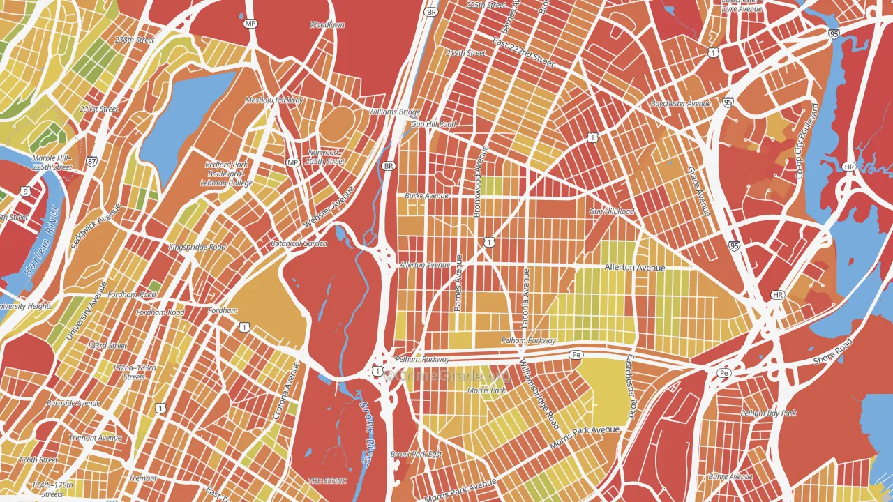 Williamsbridge, Bronx, NY Map of Drug-Related Crime Rates