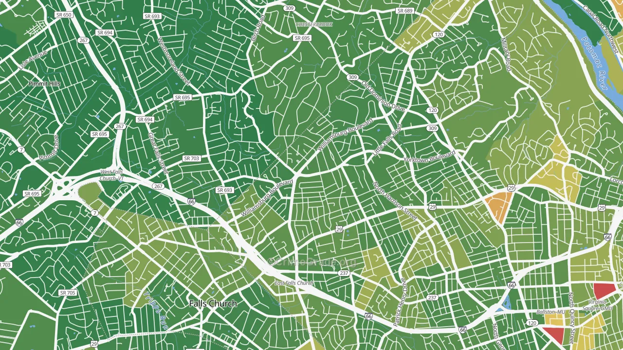Williamsburg, Arlington, VA Map of Drug-Related Crime Rates